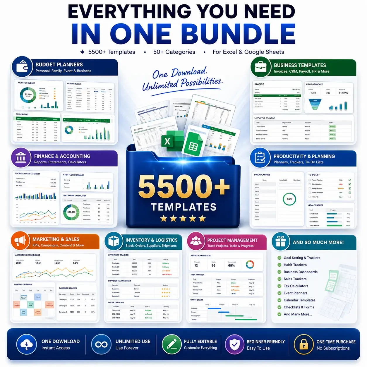5500+ Excel & Google Sheets Templates Mega Bundle