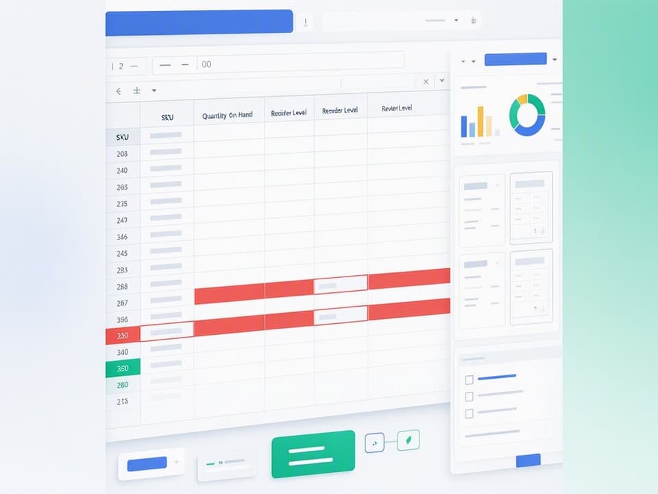 Low-stock alerts using conditional formatting prevent stockouts without manual checks